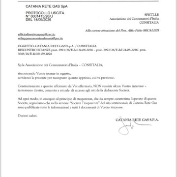 CATANIA RETE GAS NEGA L’ACCESSO A CONSITALIA: «NESSUN INTERESSE DIRETTO». L’ASSOCIAZIONE REPLICA: «E GLI UTENTI CHI LI RAPPRESENTA?»