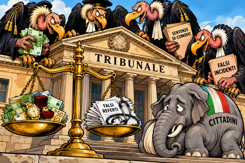 avvoltoi in tribunale SENTENZE PILOTATE IN CAMBIO DI DENARO E REGALI: CHIESTE CONDANNE PER TRE GIUDICI DI PACE, QUATTRO AVVOCATI E DUE MEDICI