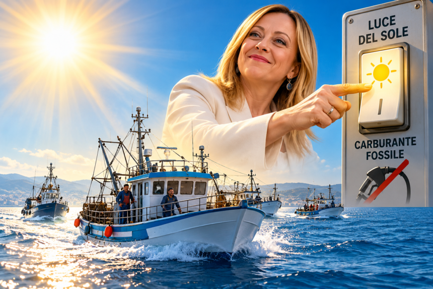 meloni e le barche da pesca PESCA SICILIANA, SOSPESA LA PROTESTA DEL 22 OTTOBRE NELLO STRETTO DI MESSINA. LA FEDERAZIONE ARMATORI SICILIANI: «UN GESTO DI RESPONSABILITÀ, MA L’EMERGENZA RESTA»